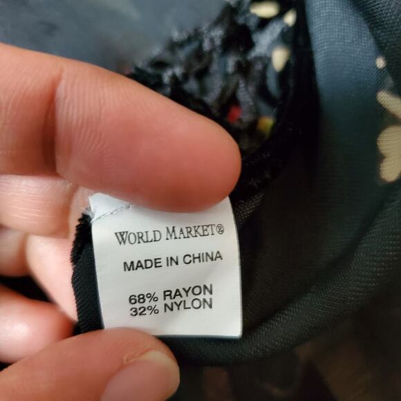 World Market Women Kimono Drape Floral Velvet Trim Fringes One Size Boho Shawl - Picture 8 of 10